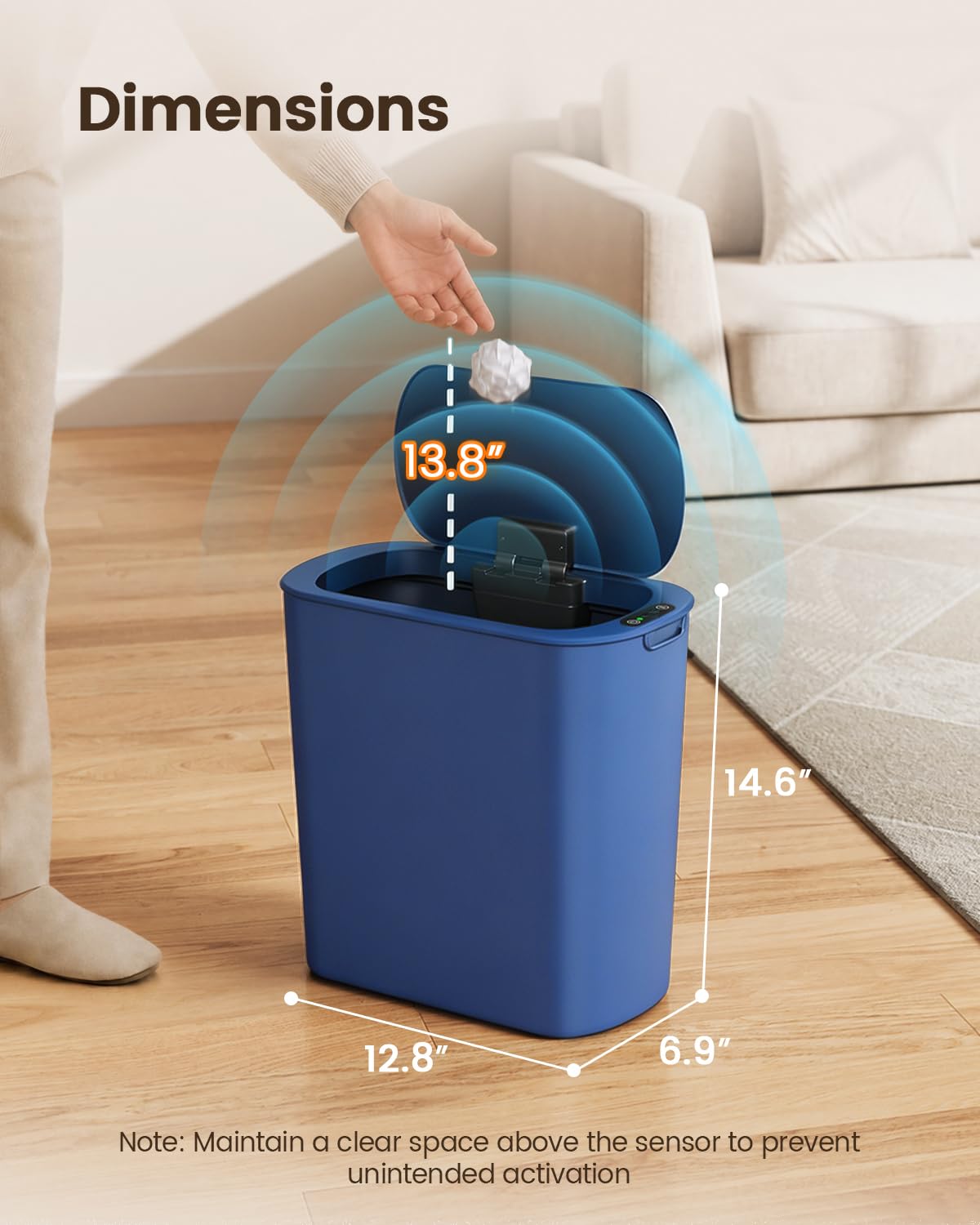 5 Gallon Automatic Bathroom Trash Can with Lid, White, Touchless