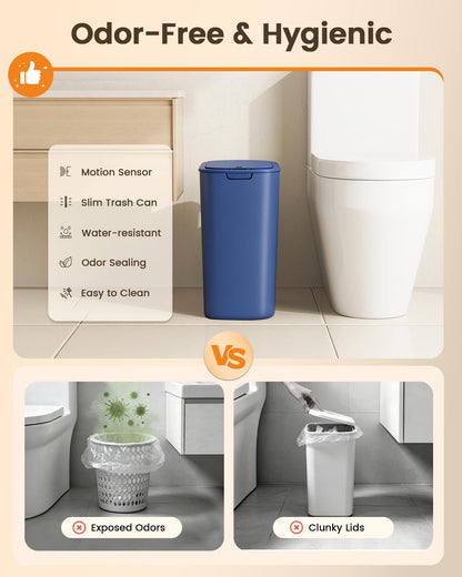 5 Gallon Automatic Bathroom Trash Can with Lid, White, Touchless