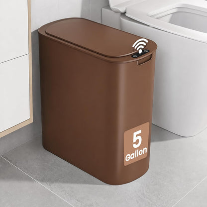 5 Gallon Automatic Bathroom Trash Can with Lid, White, Touchless