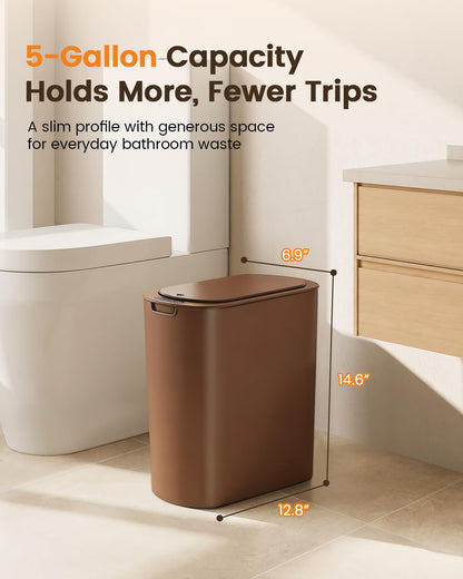 5 Gallon Automatic Bathroom Trash Can with Lid, White, Touchless