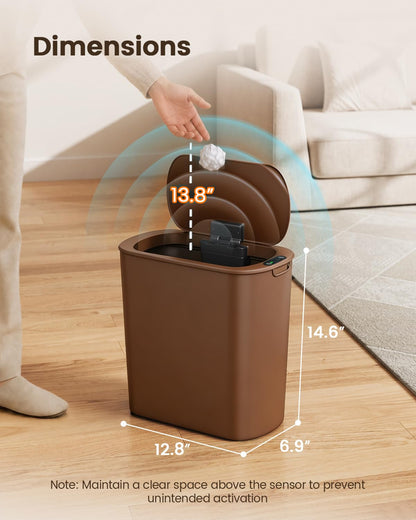 5 Gallon Automatic Bathroom Trash Can with Lid, White, Touchless