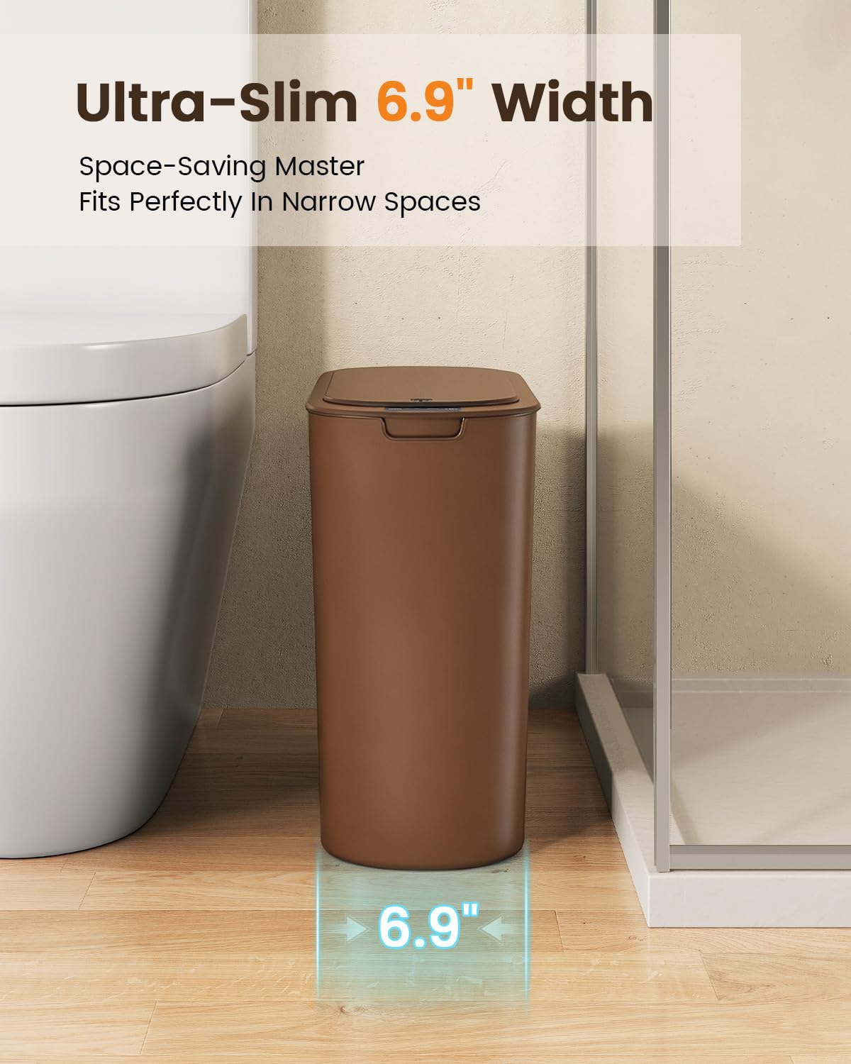 5 Gallon Automatic Bathroom Trash Can with Lid, White, Touchless