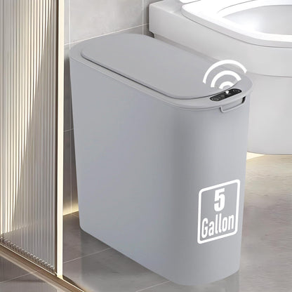 5 Gallon Automatic Bathroom Trash Can with Lid, White, Touchless