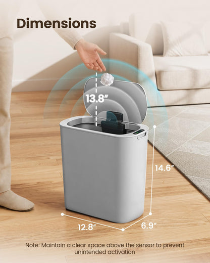 5 Gallon Automatic Bathroom Trash Can with Lid, White, Touchless