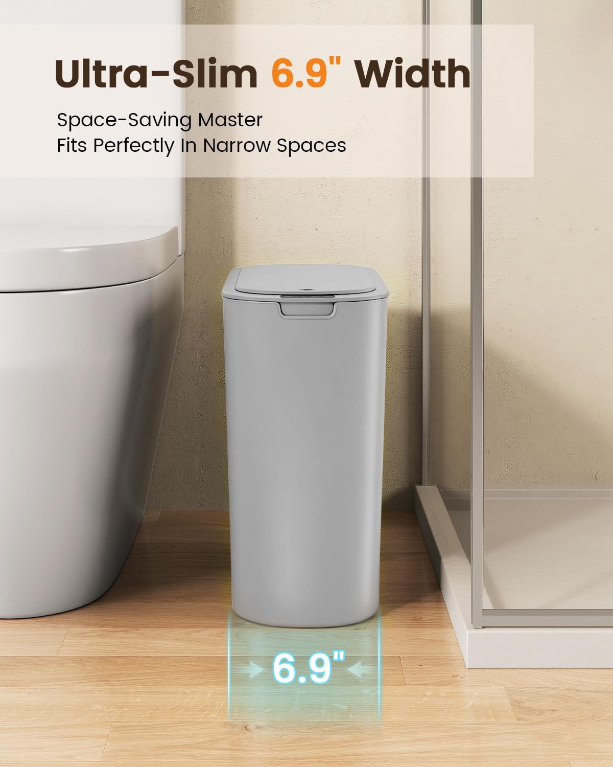5 Gallon Automatic Bathroom Trash Can with Lid, White, Touchless