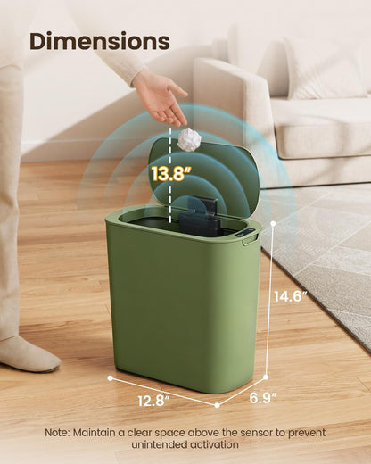 5 Gallon Automatic Bathroom Trash Can with Lid, White, Touchless