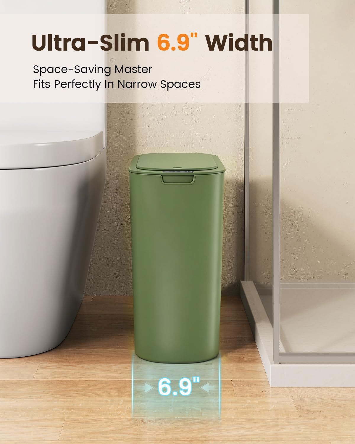 5 Gallon Automatic Bathroom Trash Can with Lid, White, Touchless