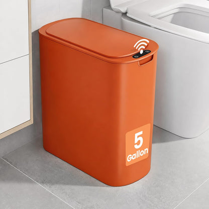 5 Gallon Automatic Bathroom Trash Can with Lid, White, Touchless