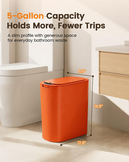 5 Gallon Automatic Bathroom Trash Can with Lid, White, Touchless