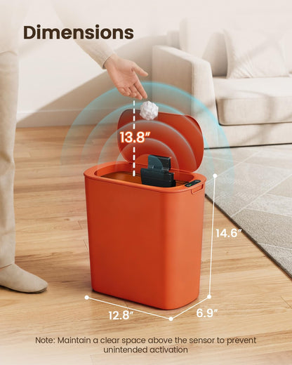 5 Gallon Automatic Bathroom Trash Can with Lid, White, Touchless