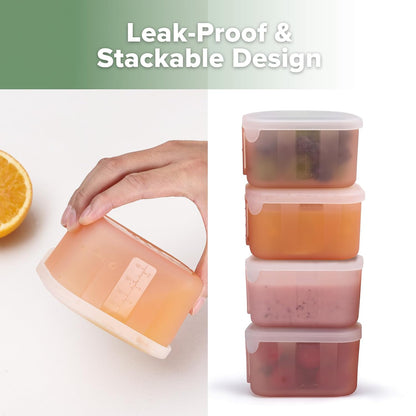 Silicone Baby Food Containers with Lids, 3 oz, Pea Green