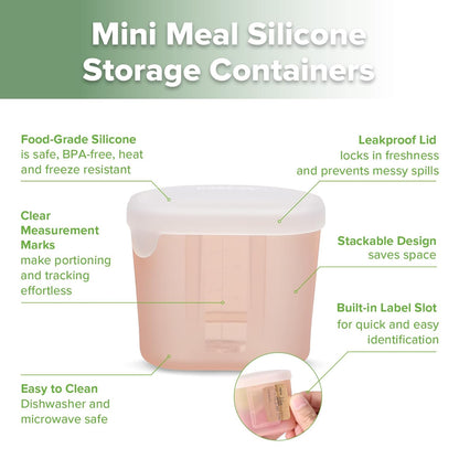 Silicone Baby Food Containers with Lids, 3 oz, Pea Green