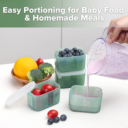 Silicone Baby Food Containers with Lids, 3 oz, Pea Green