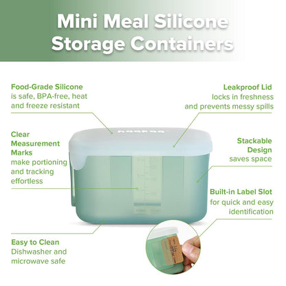 Silicone Baby Food Containers with Lids, 3 oz, Pea Green