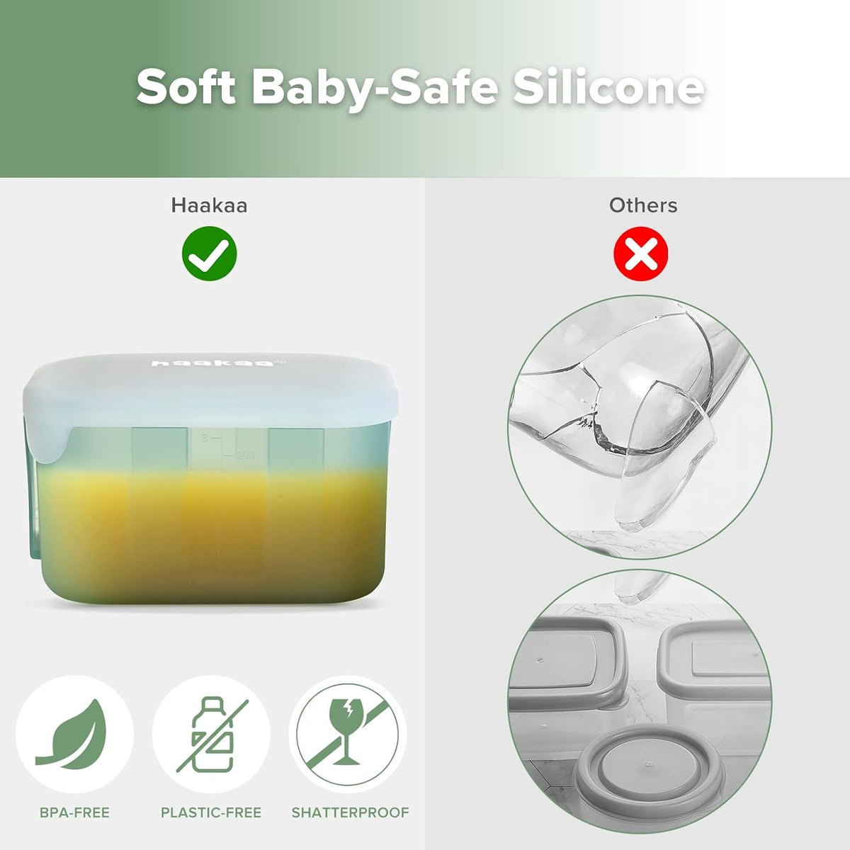 Silicone Baby Food Containers with Lids, 3 oz, Pea Green
