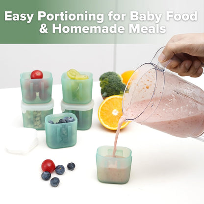 Silicone Baby Food Containers with Lids, 3 oz, Pea Green