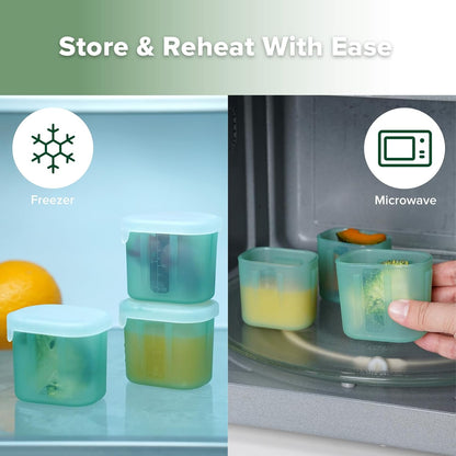 Silicone Baby Food Containers with Lids, 3 oz, Pea Green