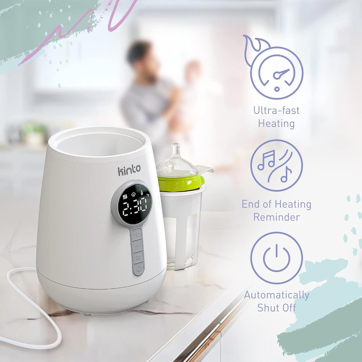 Baby Bottle Warmer for Breastmilk and Formula, Fast Bottle Warmer with Adjustable Timer, Keep Warm Mode, Breast Milk Defroster