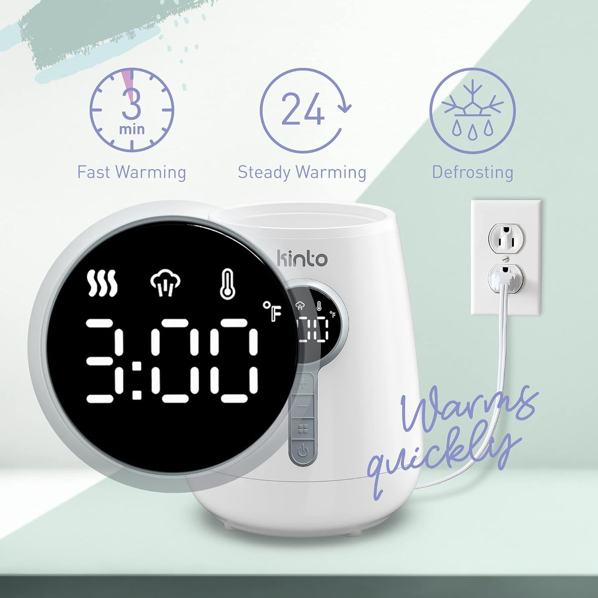 Baby Bottle Warmer for Breastmilk and Formula, Fast Bottle Warmer with Adjustable Timer, Keep Warm Mode, Breast Milk Defroster