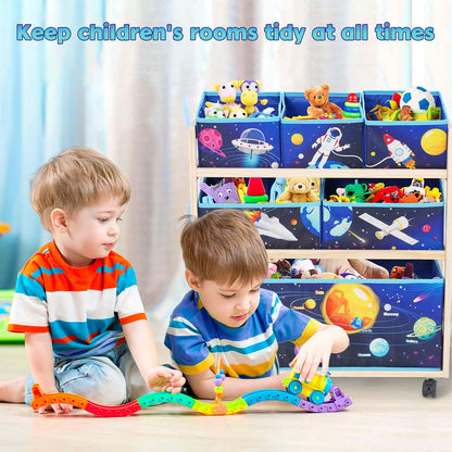 Toy Storage Cart with Wheels, 6 Bins Organizer for Kids