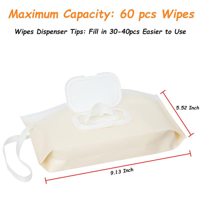 Wipes Dispenser with 4 Pack Portable Baby Wipe Case, Wipe Holder for Baby & Adult, Refillable Wipe Container, Keeps Wipes Fresh, Easy Open/Close Wipes Pouch Case, Blue + 4 PureColor