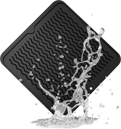 4-in-1 Silicone Mat: Air Fryer & Coffee Maker, 12"x12", Black