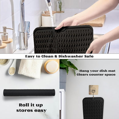 4-in-1 Silicone Mat: Air Fryer & Coffee Maker, 12"x12", Black