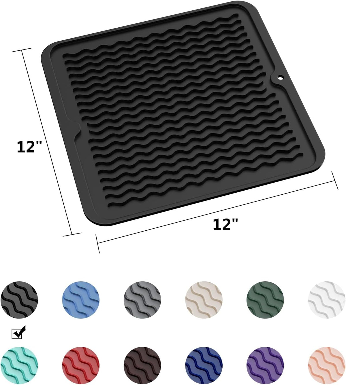 4-in-1 Silicone Mat: Air Fryer & Coffee Maker, 12"x12", Black