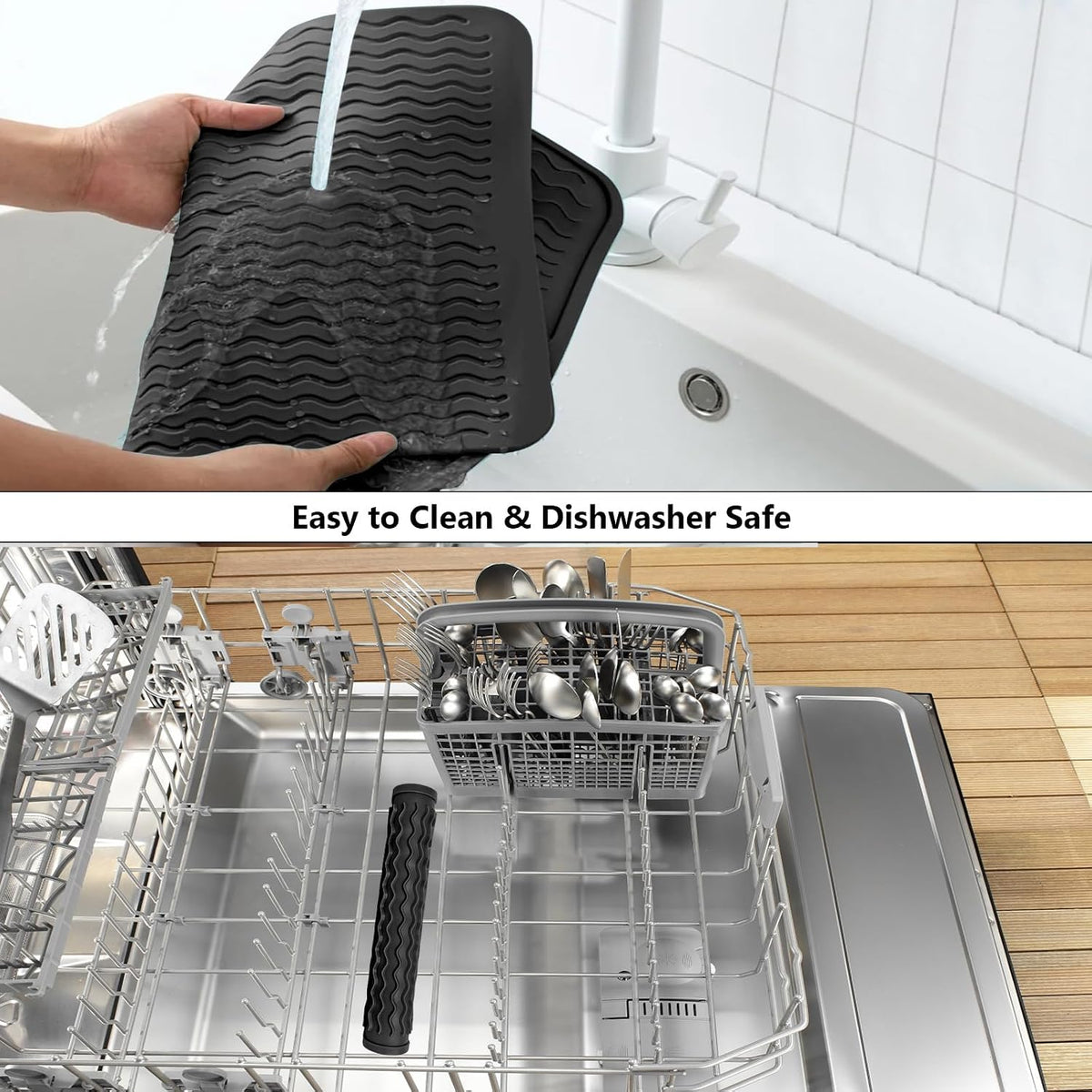 4-in-1 Silicone Mat: Air Fryer & Coffee Maker, 12"x12", Black