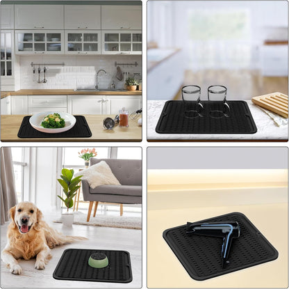 4-in-1 Silicone Mat: Air Fryer & Coffee Maker, 12"x12", Black
