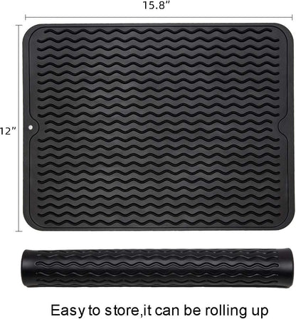 4-in-1 Silicone Mat: Air Fryer & Coffee Maker, 12"x12", Black