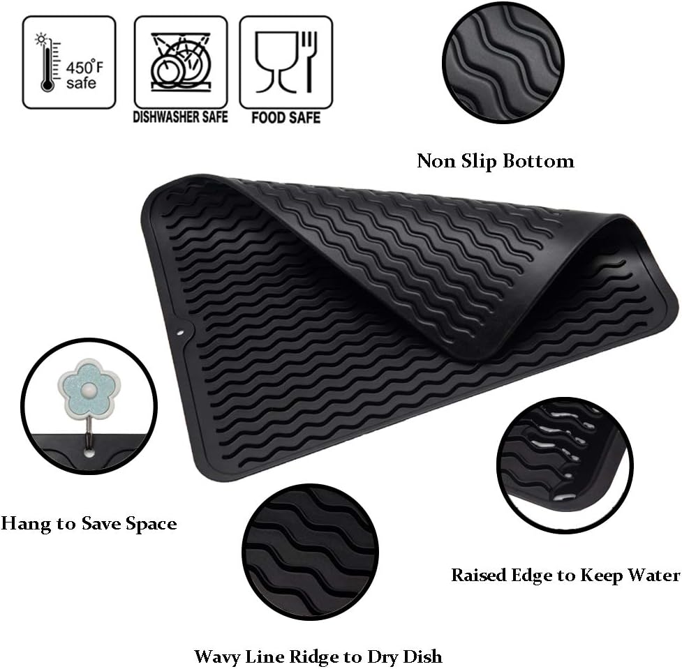 4-in-1 Silicone Mat: Air Fryer & Coffee Maker, 12"x12", Black