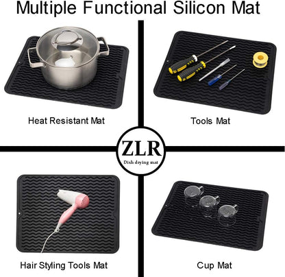 4-in-1 Silicone Mat: Air Fryer & Coffee Maker, 12"x12", Black