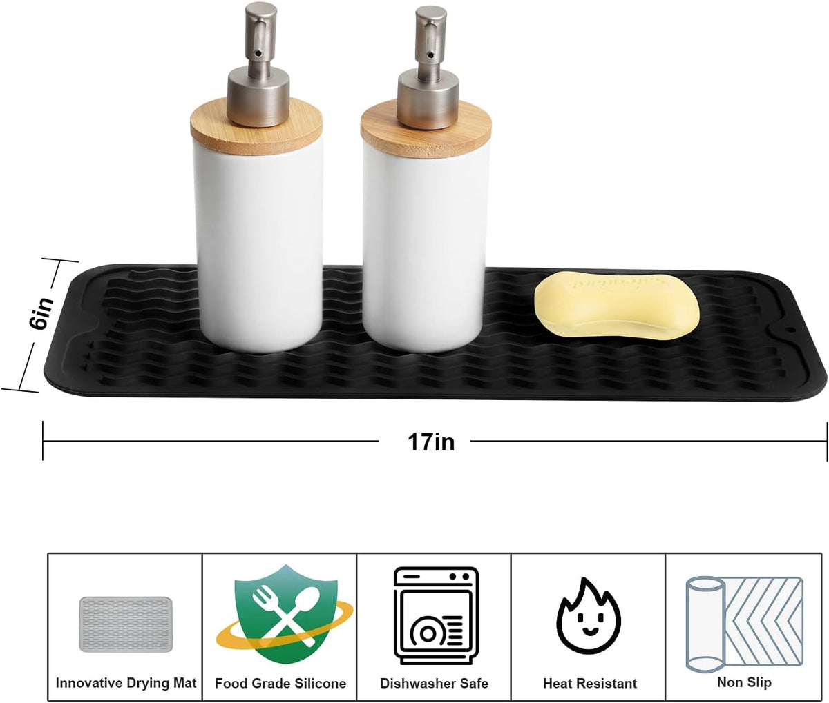 4-in-1 Silicone Mat: Air Fryer & Coffee Maker, 12"x12", Black