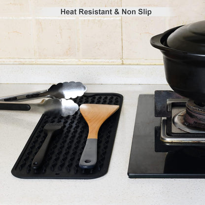 4-in-1 Silicone Mat: Air Fryer & Coffee Maker, 12"x12", Black