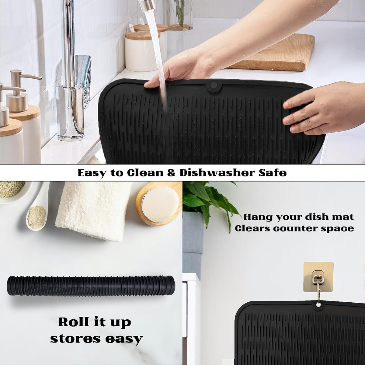 4-in-1 Silicone Mat: Air Fryer & Coffee Maker, 12"x12", Black