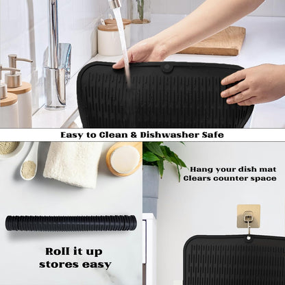 4-in-1 Silicone Mat: Air Fryer & Coffee Maker, 12"x12", Black