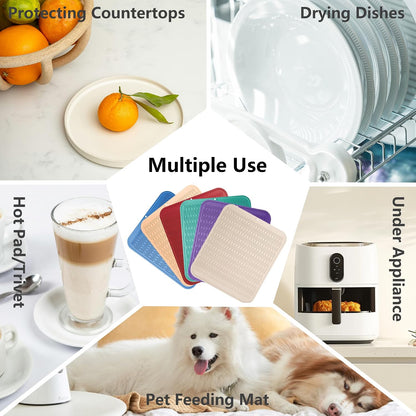 4-in-1 Silicone Mat: Air Fryer & Coffee Maker, 12"x12", Black