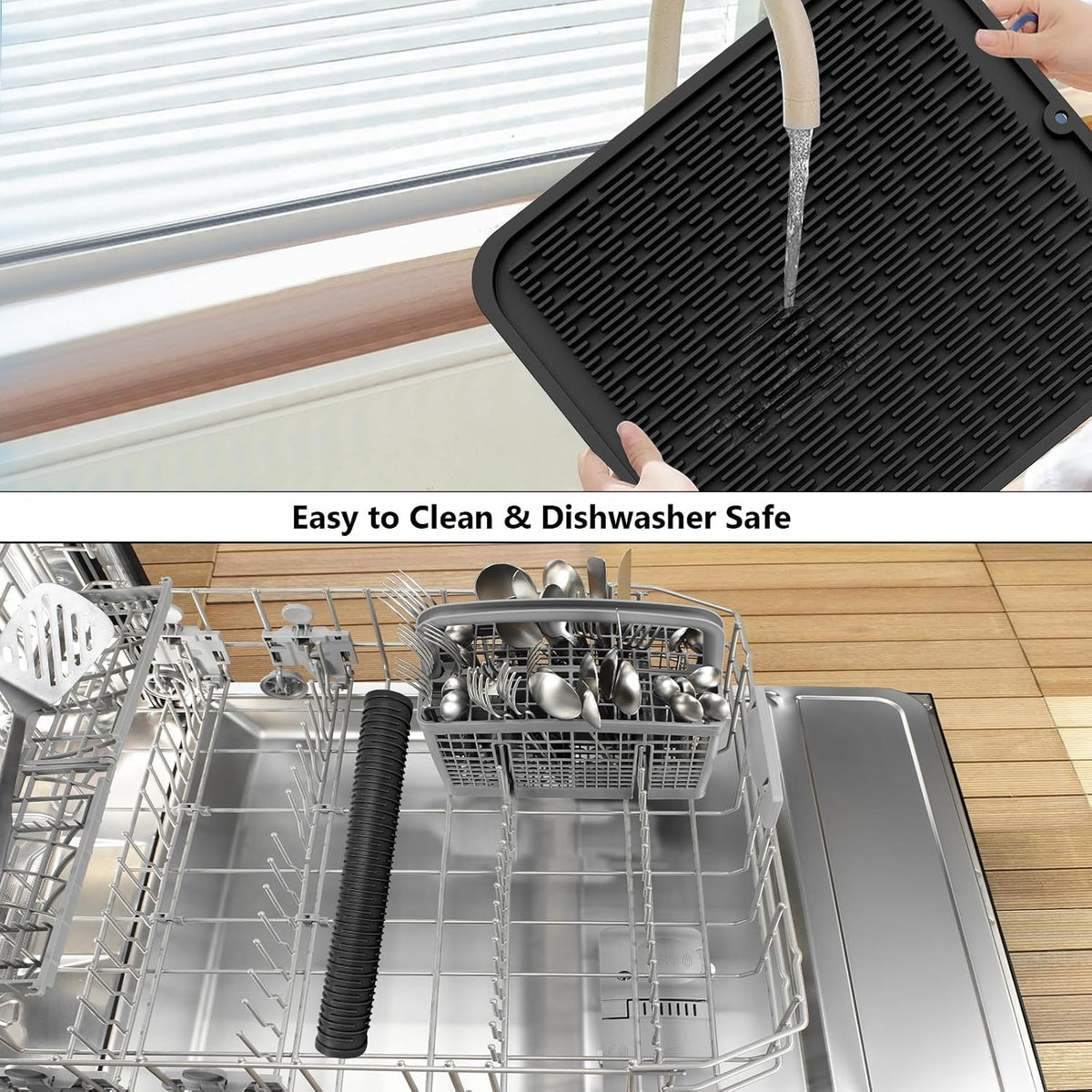 4-in-1 Silicone Mat: Air Fryer & Coffee Maker, 12"x12", Black