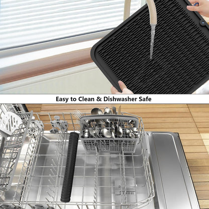 4-in-1 Silicone Mat: Air Fryer & Coffee Maker, 12"x12", Black