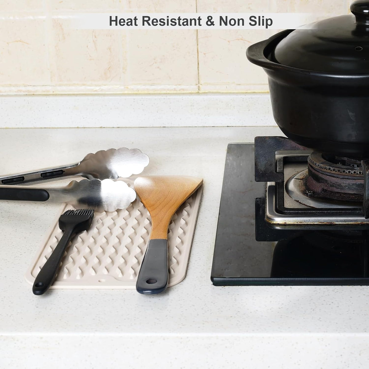 4-in-1 Silicone Mat: Air Fryer & Coffee Maker, 12"x12", Black