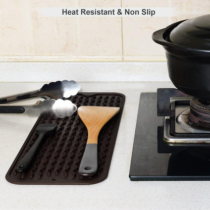 4-in-1 Silicone Mat: Air Fryer & Coffee Maker, 12"x12", Black