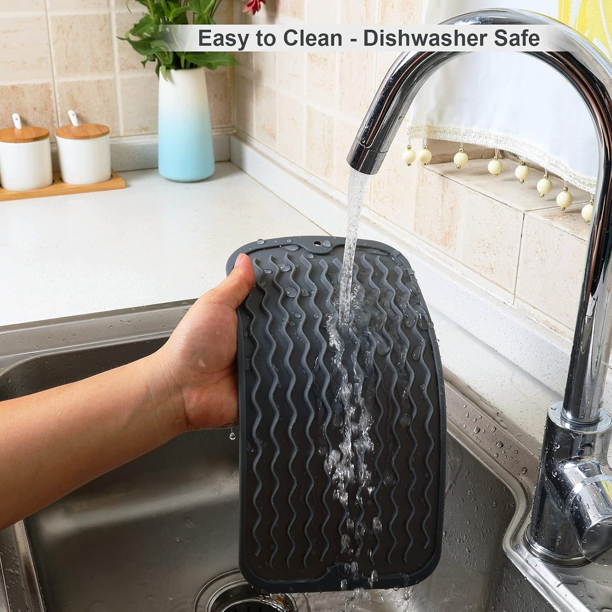 4-in-1 Silicone Mat: Air Fryer & Coffee Maker, 12"x12", Black