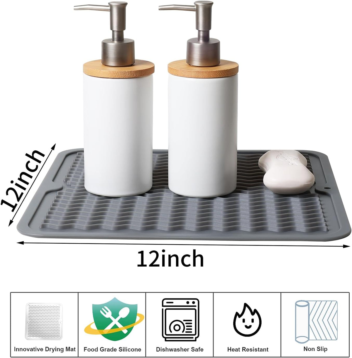 4-in-1 Silicone Mat: Air Fryer & Coffee Maker, 12"x12", Black