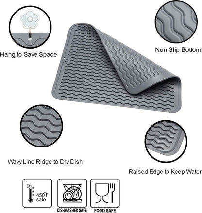 4-in-1 Silicone Mat: Air Fryer & Coffee Maker, 12"x12", Black