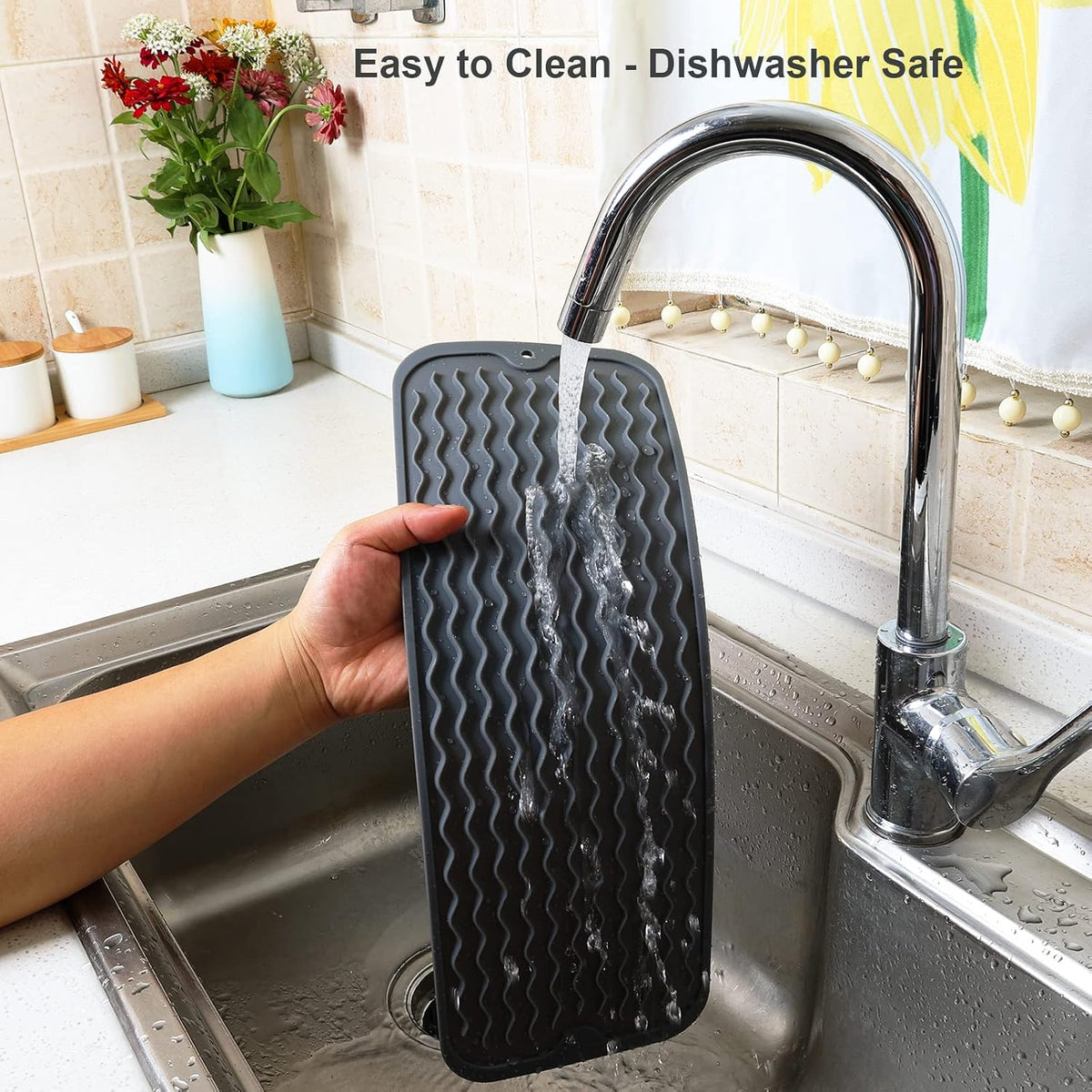 4-in-1 Silicone Mat: Air Fryer & Coffee Maker, 12"x12", Black
