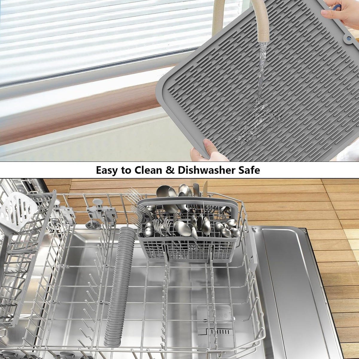4-in-1 Silicone Mat: Air Fryer & Coffee Maker, 12"x12", Black