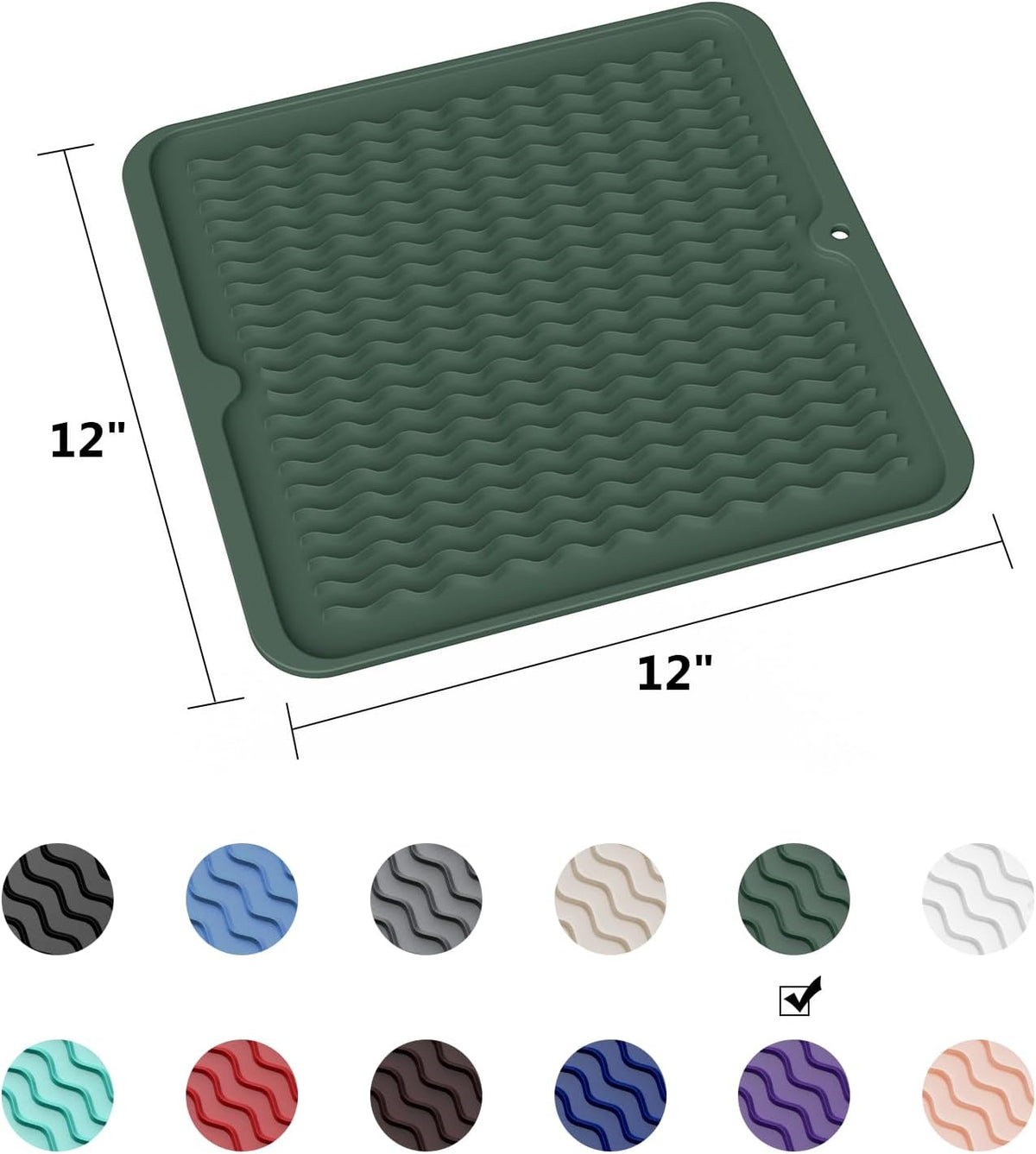 4-in-1 Silicone Mat: Air Fryer & Coffee Maker, 12"x12", Black