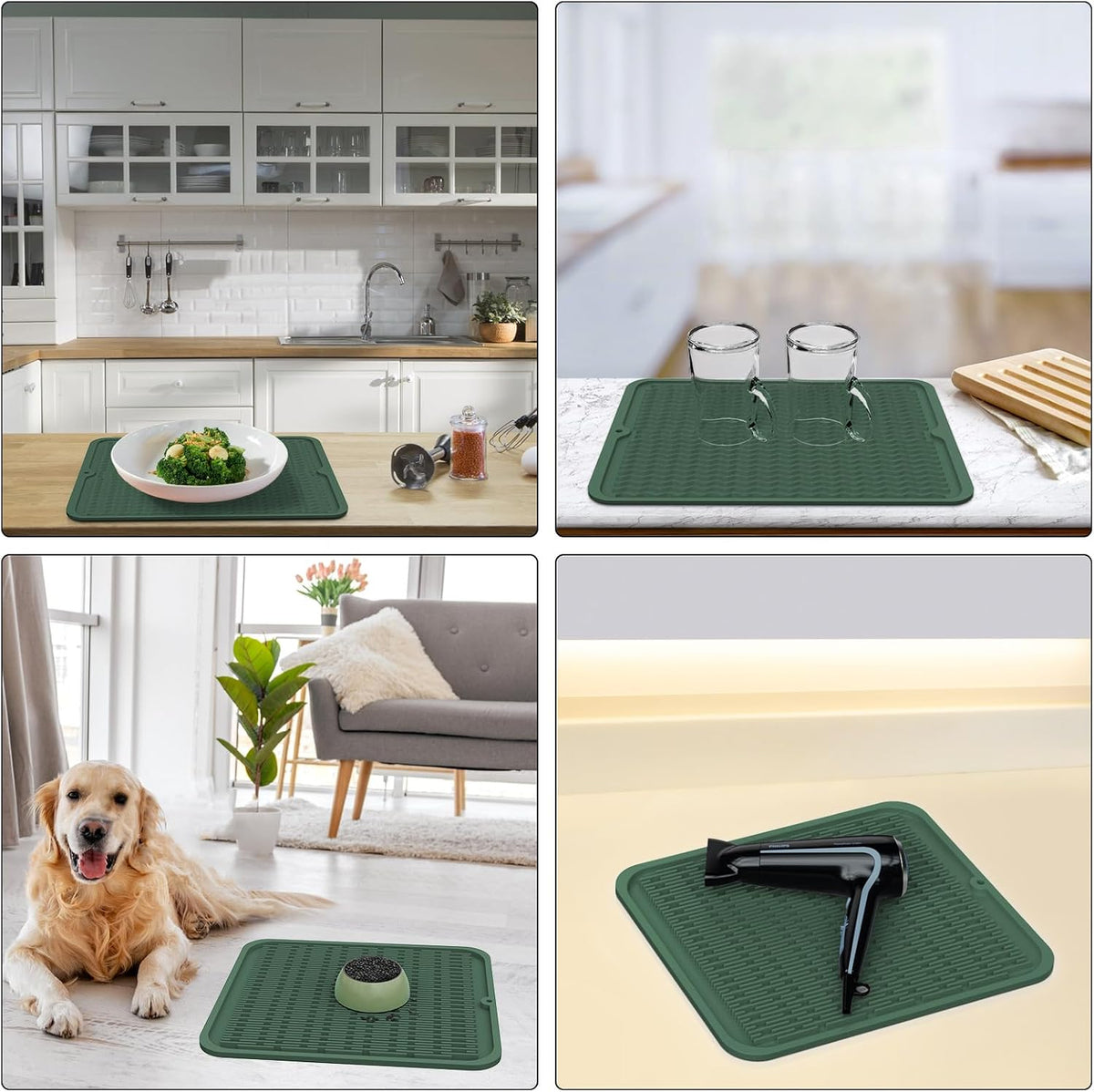 4-in-1 Silicone Mat: Air Fryer & Coffee Maker, 12"x12", Black