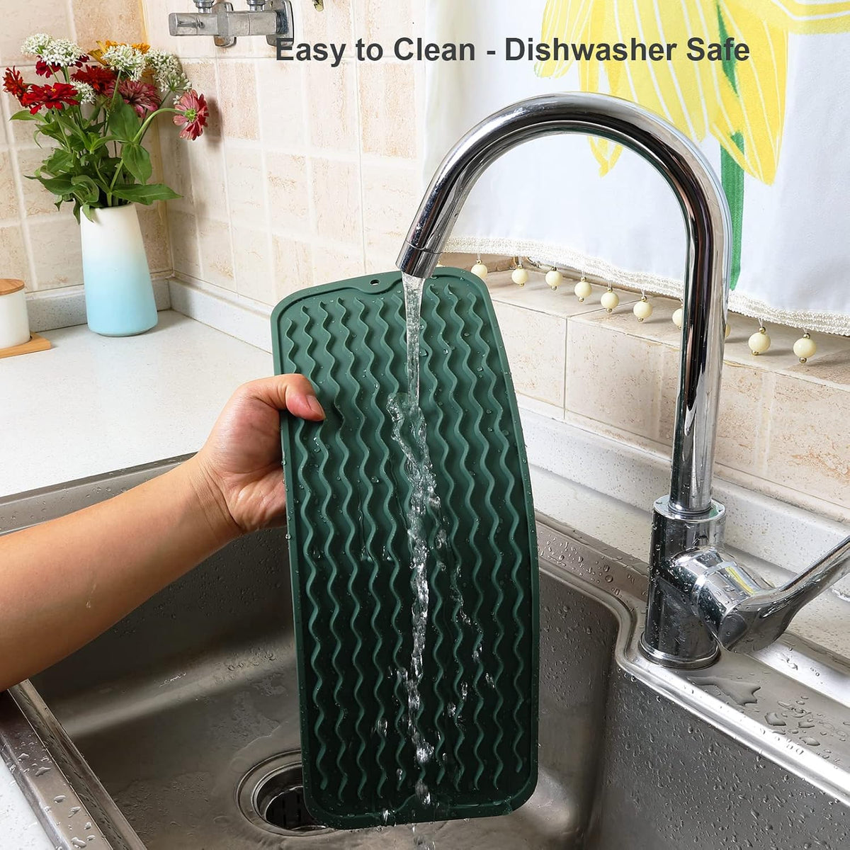 4-in-1 Silicone Mat: Air Fryer & Coffee Maker, 12"x12", Black
